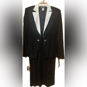 Alex Evenings midi shimmer dress & jacket with satin & rhinestone accents - 8